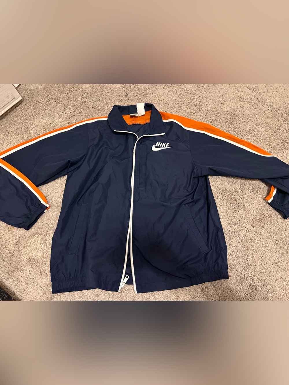 Nike Men’s Navy and Orange Track Jacket size large
